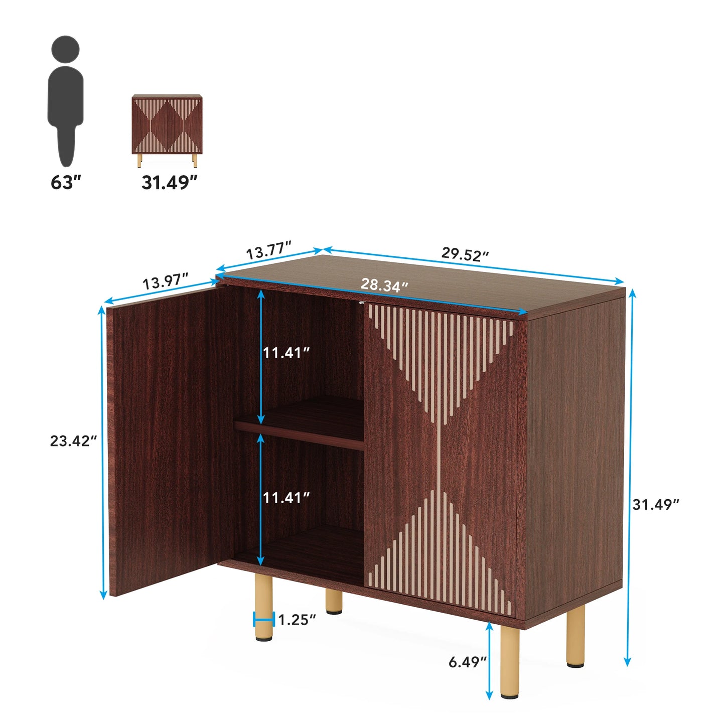 Tribesigns Modern Natural Storage Cabinet, Freestanding Floor Cabinet, 59 inches Sideboard, Wood Buffet Cabinet