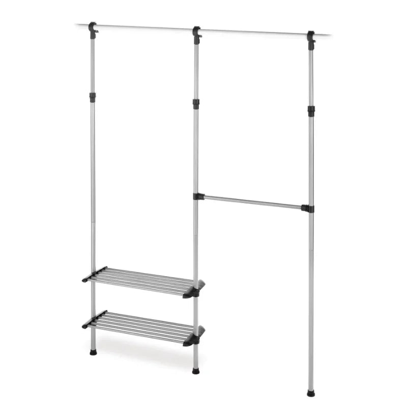 2 Shelf , 2 Rod Closet System , Adjustable Steel Closet Organizer, 10" x 50.45" x 61"