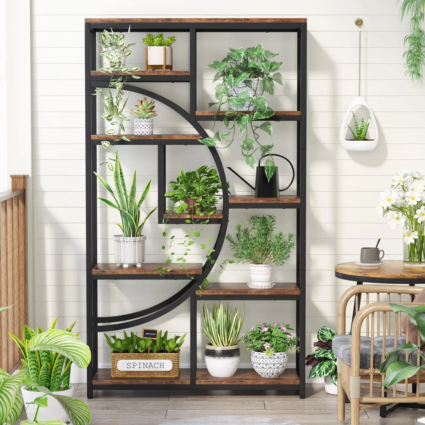 Tribesigns Bookshelf Industrial 5 Tier Etagere Bookcase, Freestanding Tall Bookshelves Display Shelf Storage Organizer