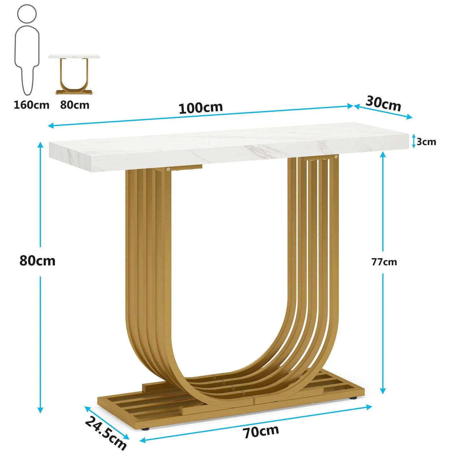 Tribesigns 39" Console Table, Faux Marble Entryway Sofa Table with U-Shaped Base