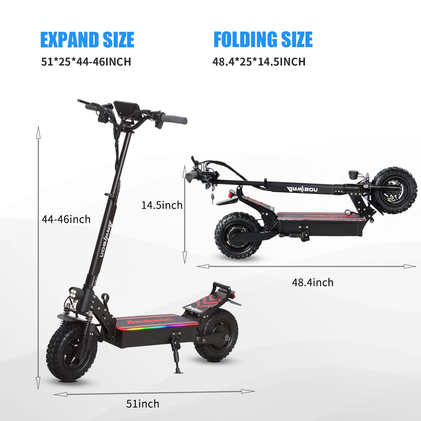 Arwibon Q30 Adult Electric Scooter 2500W Motor Top Speed 38 MPH, 48V16AH, 11 Inch Off-Road Tires Sport Commuter Folding EScooter