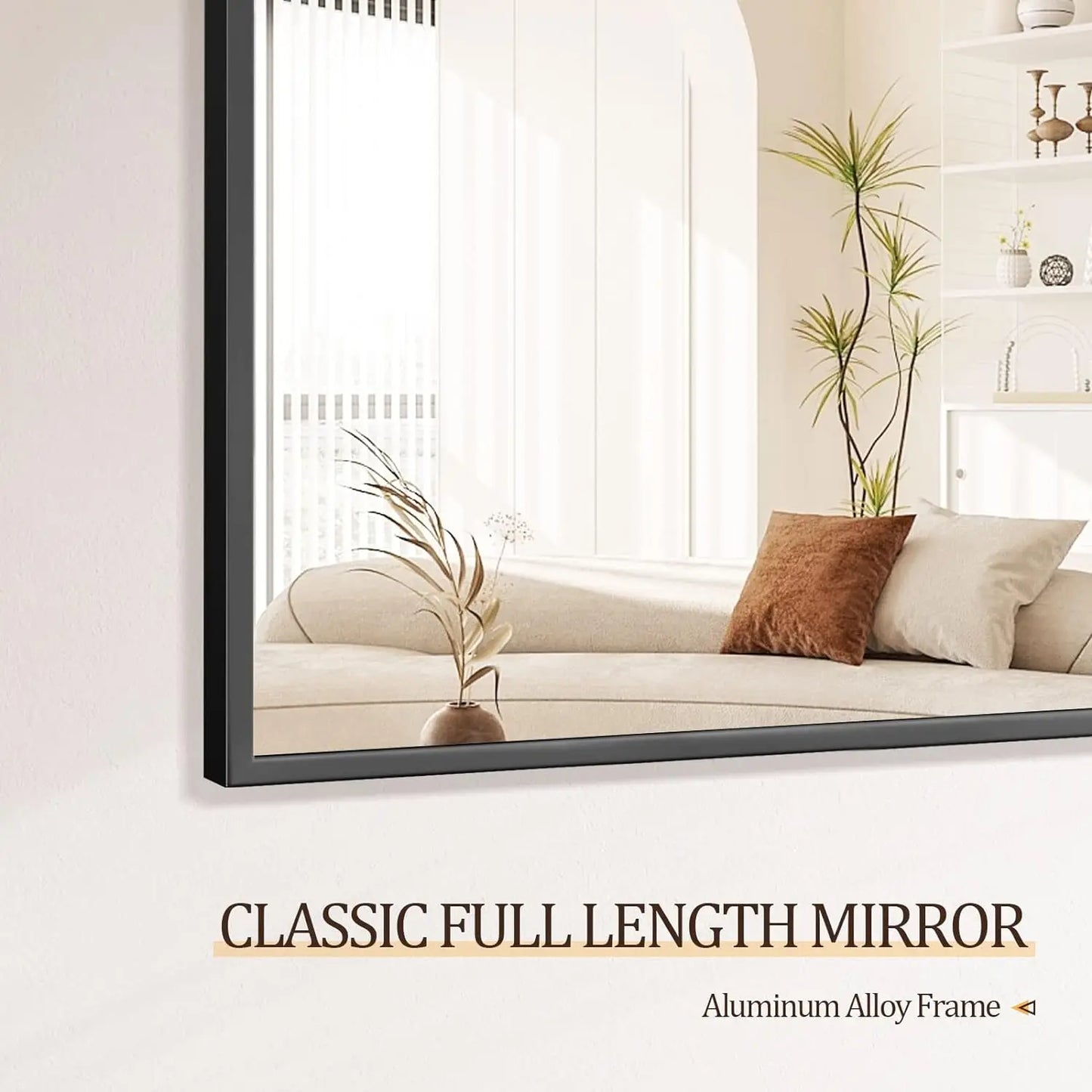 Floor Mirror Full Length - 58"x18" Rectangle Floor Mirrors Aluminum Frame Free-Standing Wall & Leaning