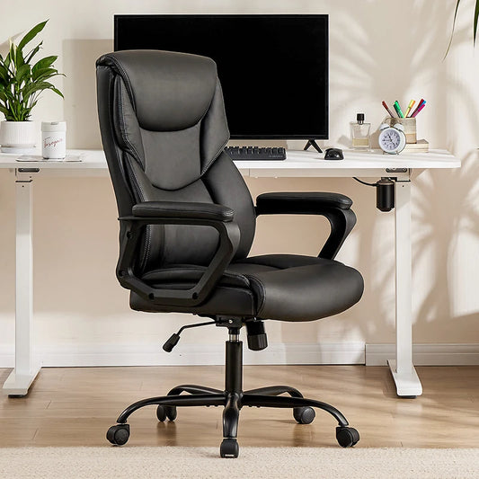 Sweetcrispy Home Office Chair Ergonomic PU Leather Desk Chair with Armrests On-Site