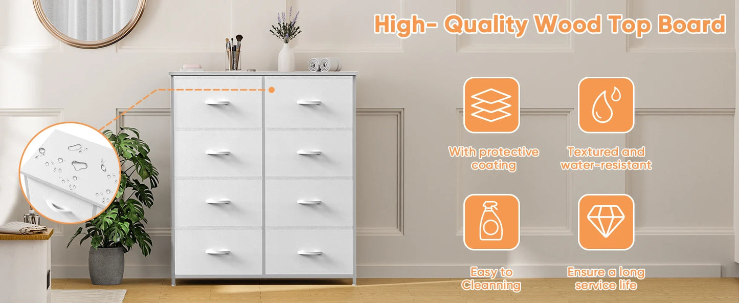 JHK Children's Wardrobe For Bedroom With 8 Fabric Drawers Storage Cabinet Steel Frame Assembly Closet For Clothes Home Furniture