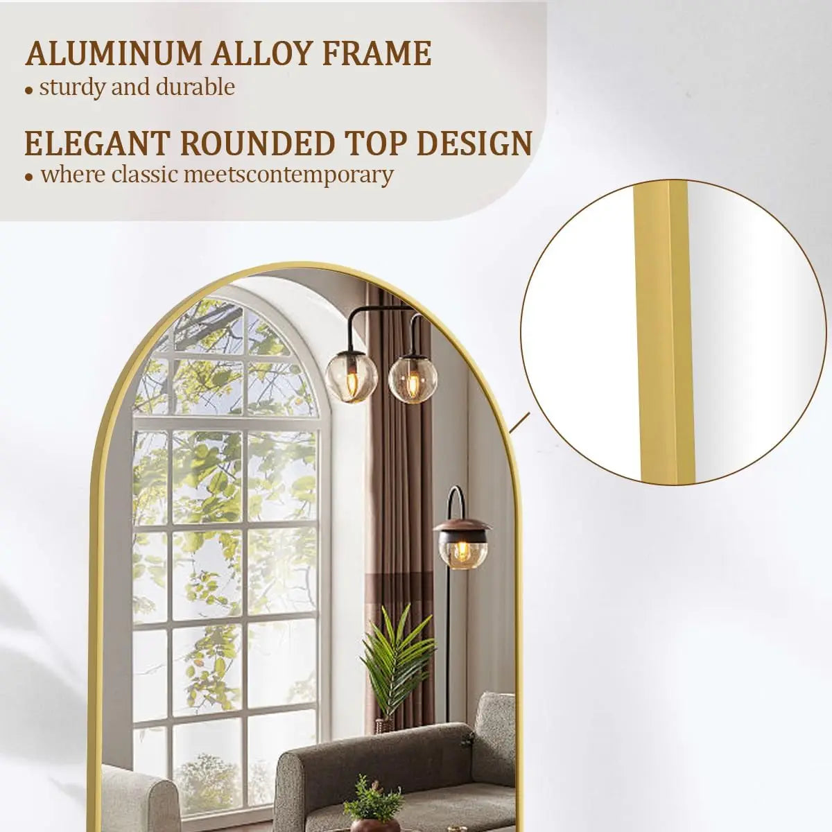 Arched Full Length Mirror, 71"x26" Full Body Floor Mirror Standing Hanging or Leaning Wall, Full Body Mirror with Stand