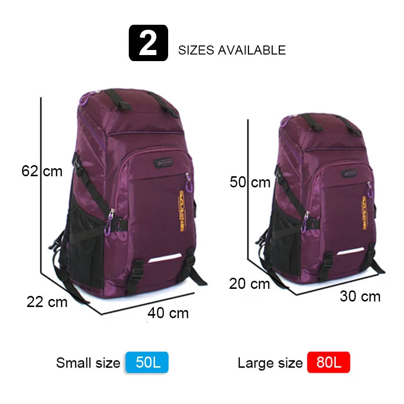 80L 50L Outdoor Backpack Men's Women's Travel Luggage Rucksack Sports Climbing Camping Hiking Backpacks Large School Bag Pack