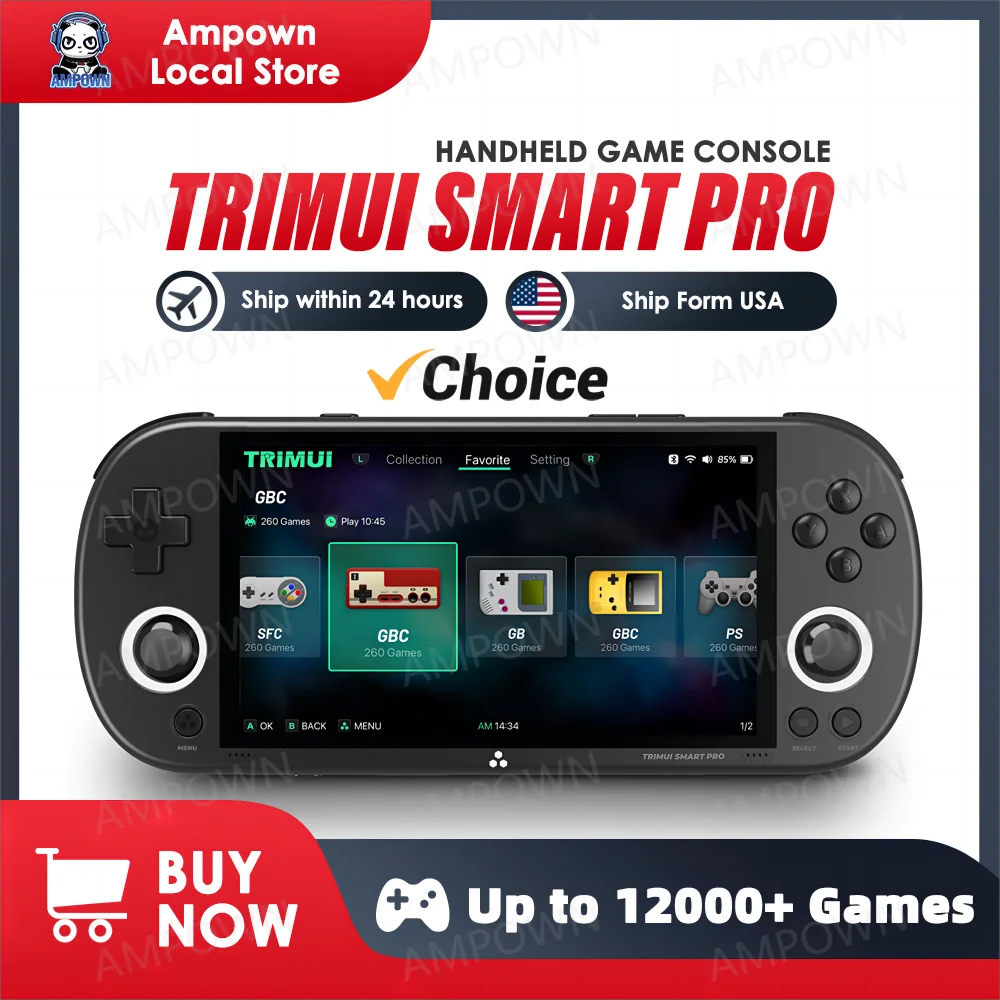 Trimui Smart Pro Handheld Game Console 4.96''IPS Screen Linux System Joystick RGB Lighting Smartpro Retro Video Game Player Gift