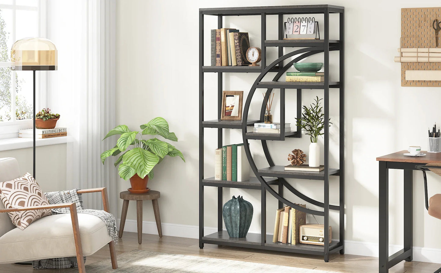 Tribesigns Bookshelf Industrial 5 Tier Etagere Bookcase, Freestanding Tall Bookshelves Display Shelf Storage Organizer