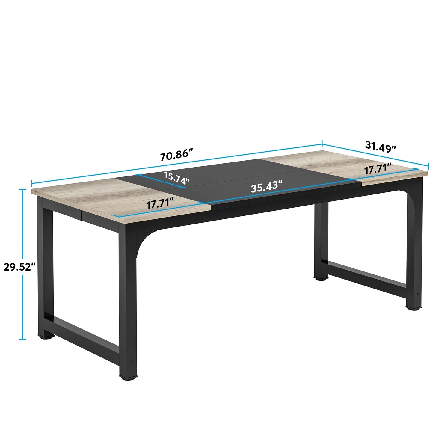 Tribesigns Large Grey Office Desk Computer Table Study Writing Desk Workstation for Home Office Modern Computer Desk