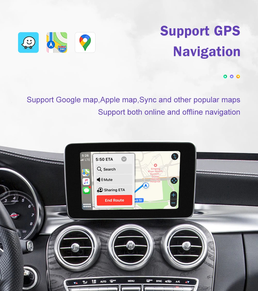 Road Top Wireless Carplay Decoder for Mercedes Benz NTG5.0 C GLC CLA GLA Class W205 2015-2018 Support Android Auto Mirrorlink