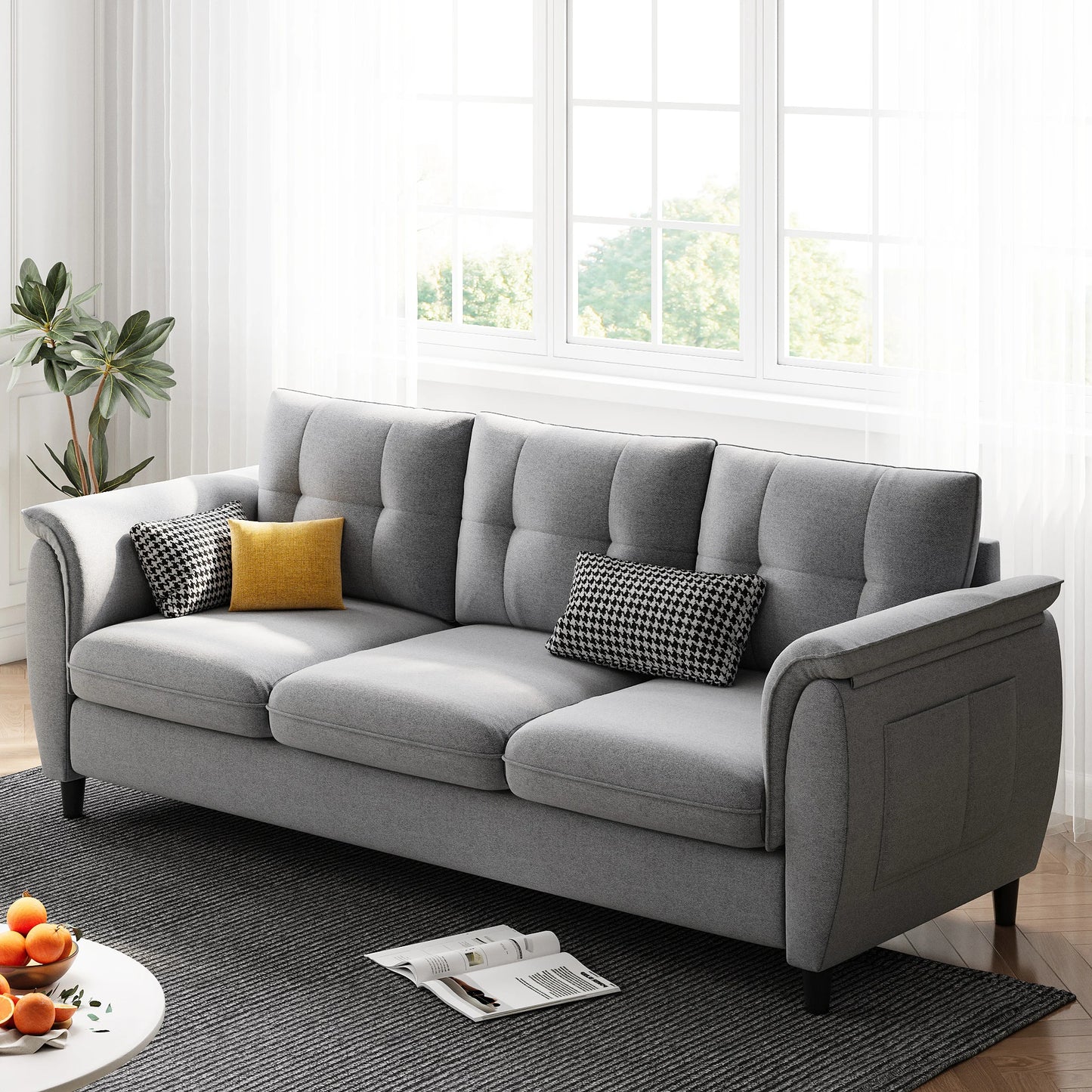 LIKIMIO 78.8" Sofa, Comfy Lounge Couches with 3 Seater Extra Deep Seats, Modern Small Sofa for Living Room/Apartment, Easy Assem