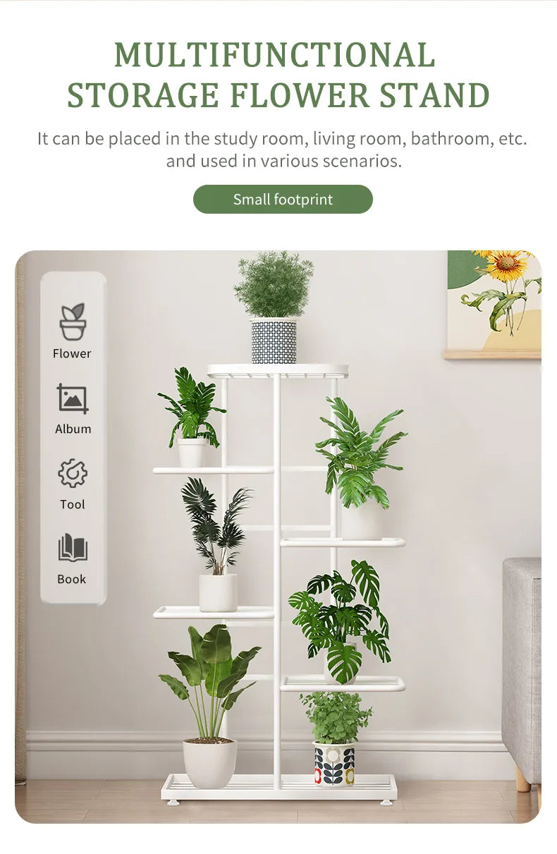 Plant Stand Flower Stand 4/6/8 Tier Flower Pot Shelf Balcony Indoor Multi-layer Storage Rack Succulent Plant Flower Rack