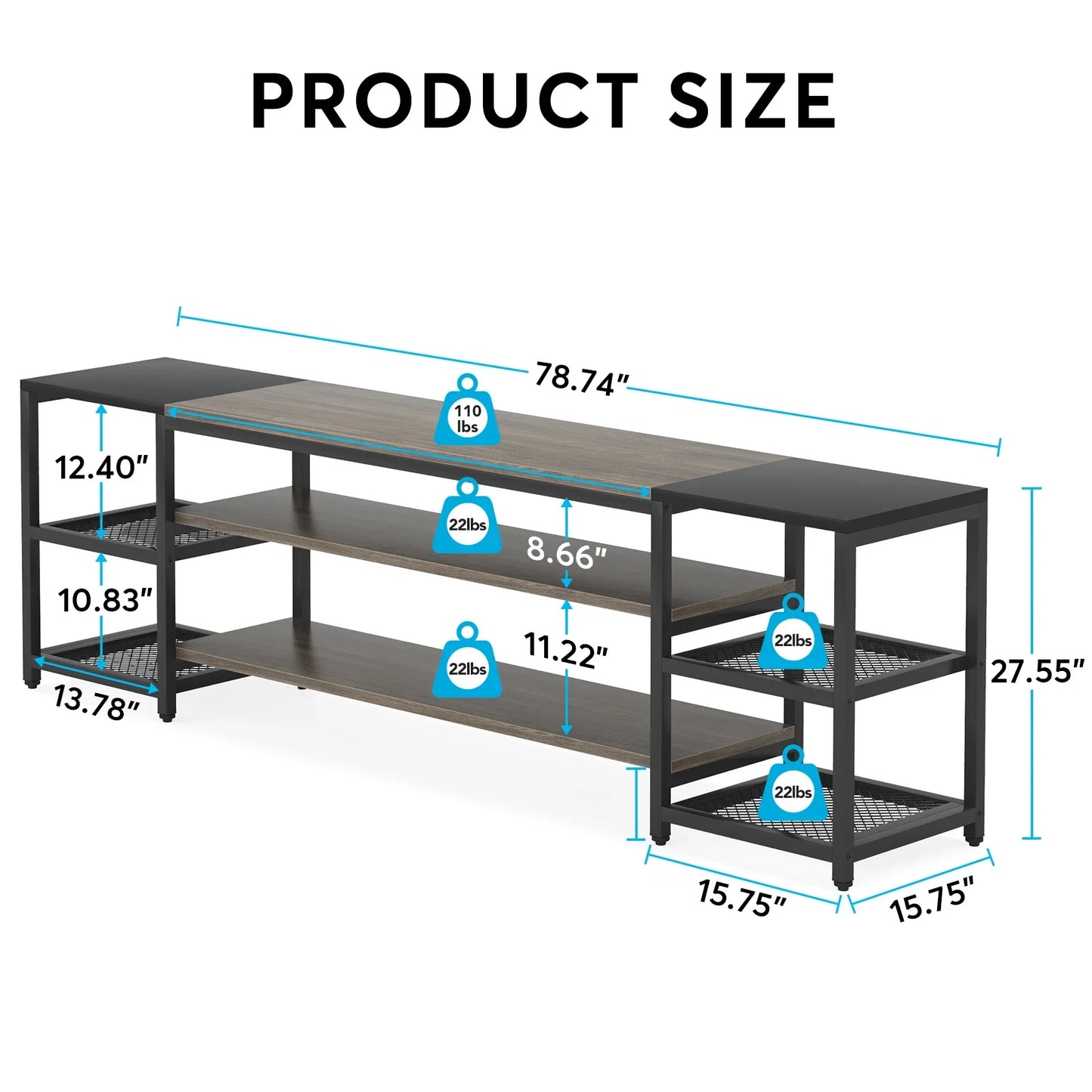 Tribesigns 78 Inch TV Stand for TVs up to 85 Inch, Media Entertainment Center Console Table,  3-Tier TV Console Table