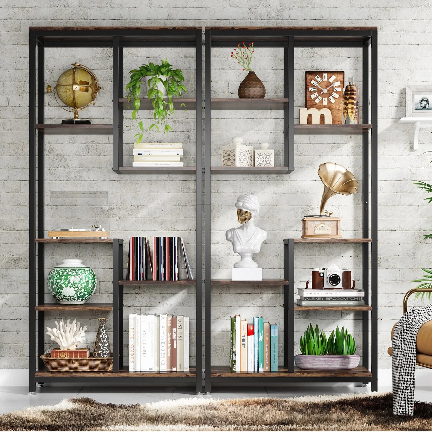 Tribesigns 6-Tier Tall Bookshelf Bookcase, Industrial 8-Shelf Open Bookcase Storage Display Book Shelves