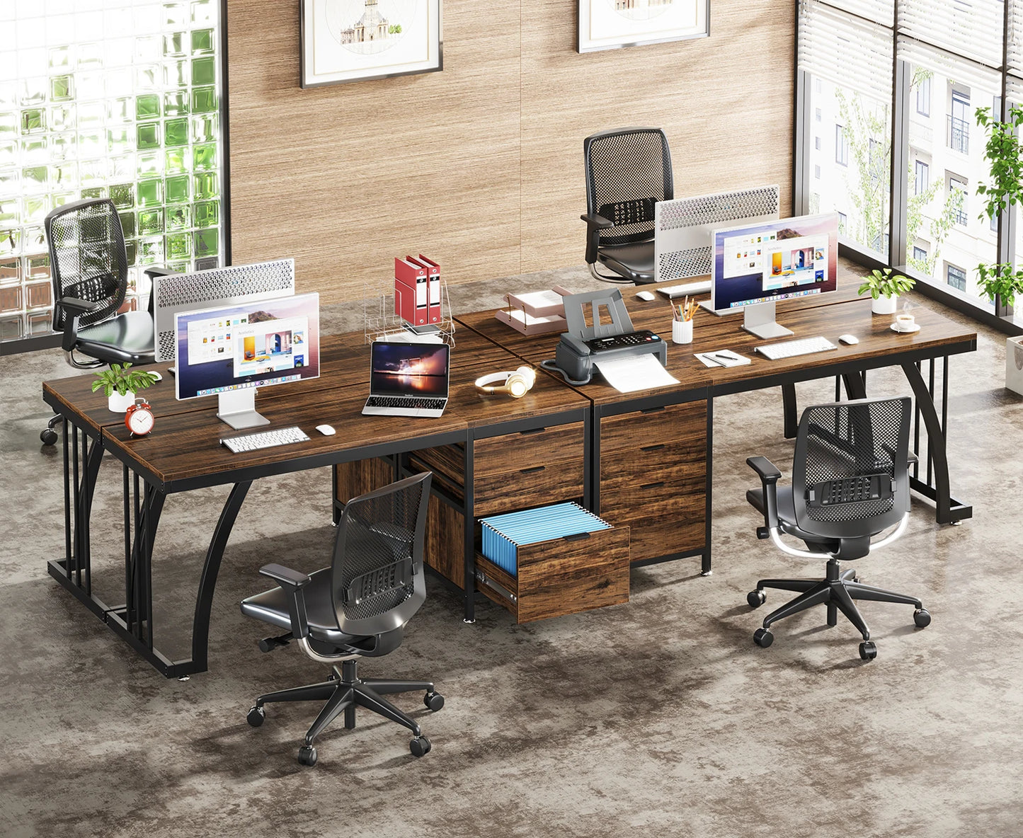 Tribesigns Computer Desk with 3 Drawers, 59-Inch PC Desk with Reversible Drawers, Industrial Study Writing Table Workstation