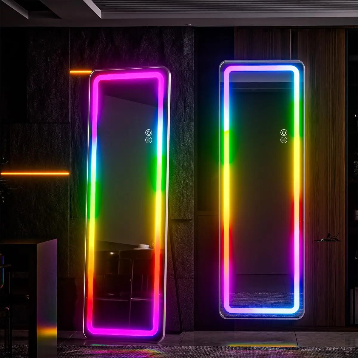 RGB Full Length Mirror, 60"x16" Full Body Mirror with LED Lights, Dimming & 7 Color Changing Lighting, Wall Mounted Hanging Mirr