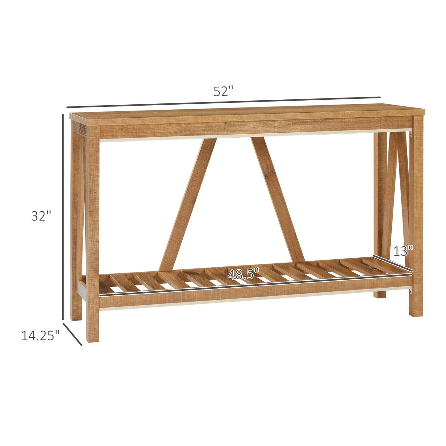 HOMCOM Farmhouse Console Table with Storage Shelf Anti-tipper for Entryway