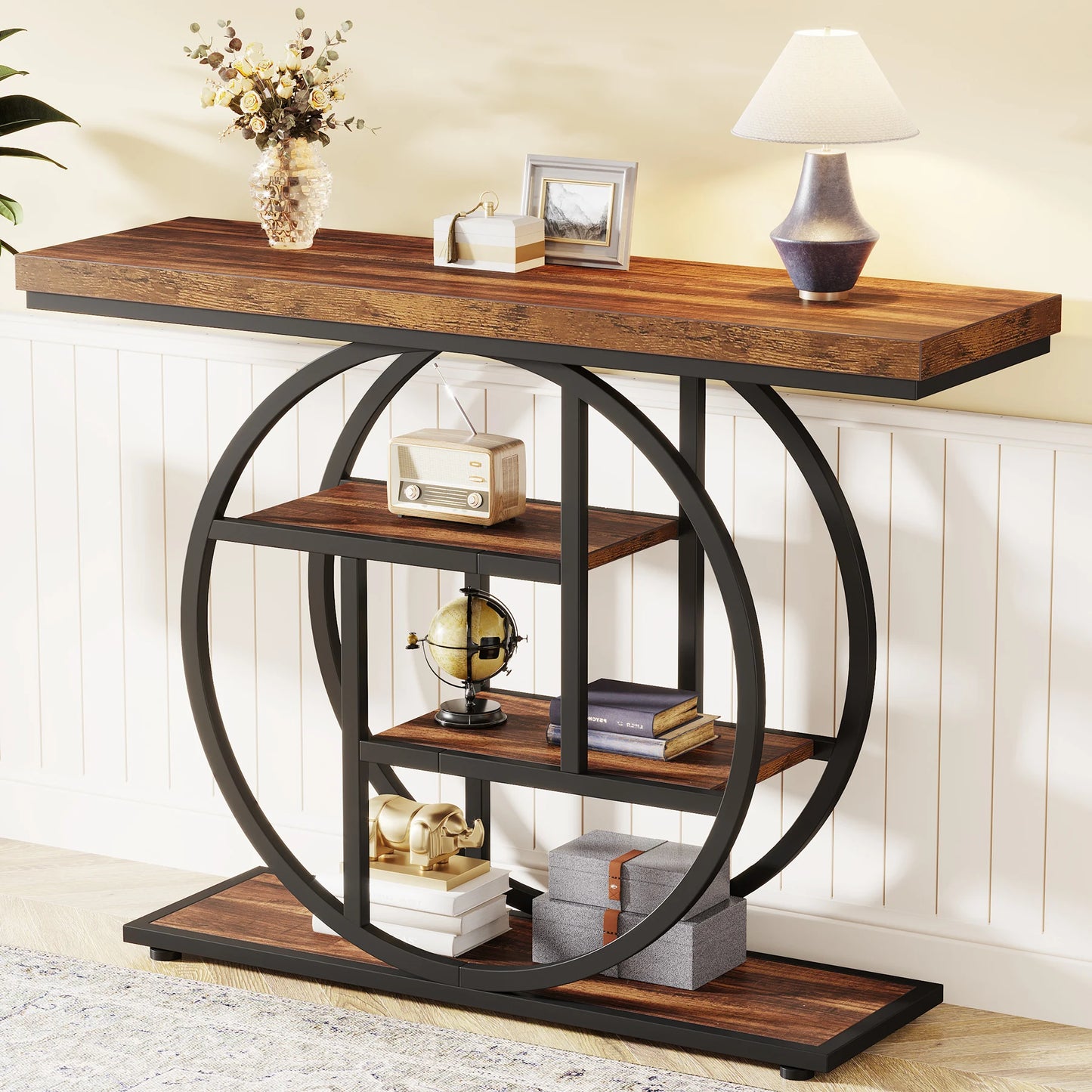 Console Table, 4-Tier Entryway Table, 41.3-Inch Industrial Sofa Table for Living Room, Foyer Hallway Table for Entrance