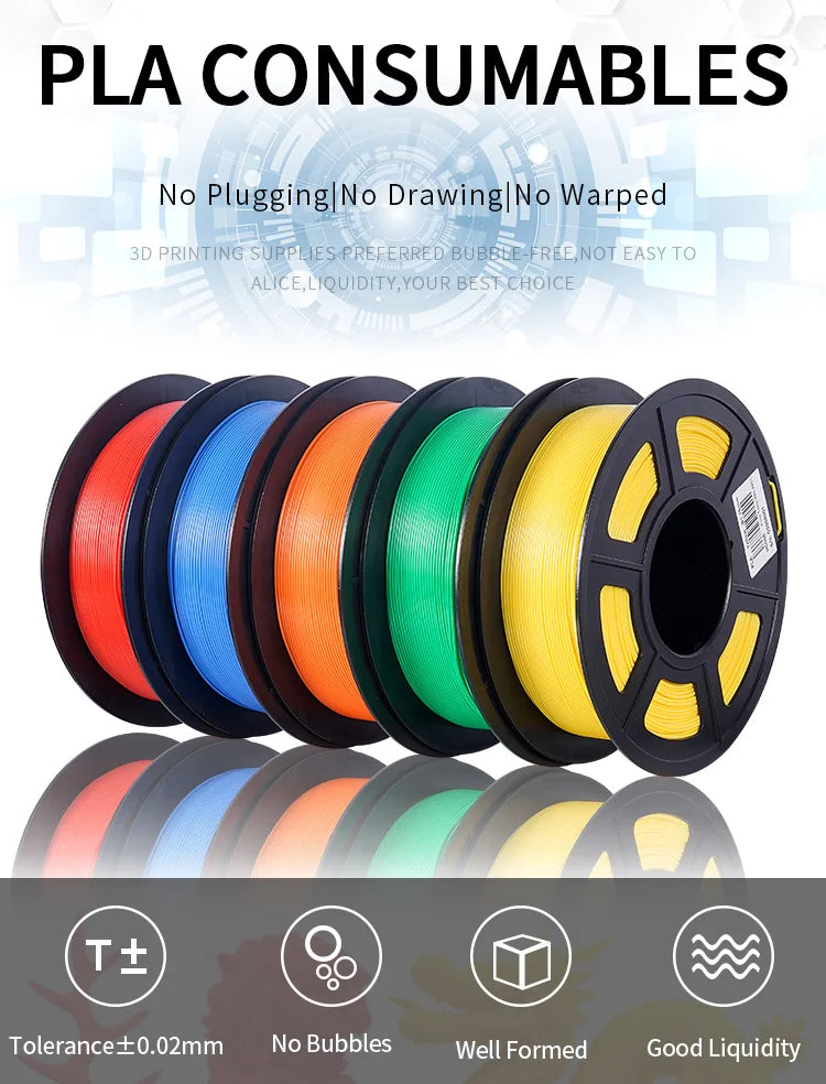 22LBS PETG PLA filament 3D Printer Filament 10 Rolls 1KG 1.75MM Odorless Eco-Friendly Good Tougness Mix Color Free Shipping