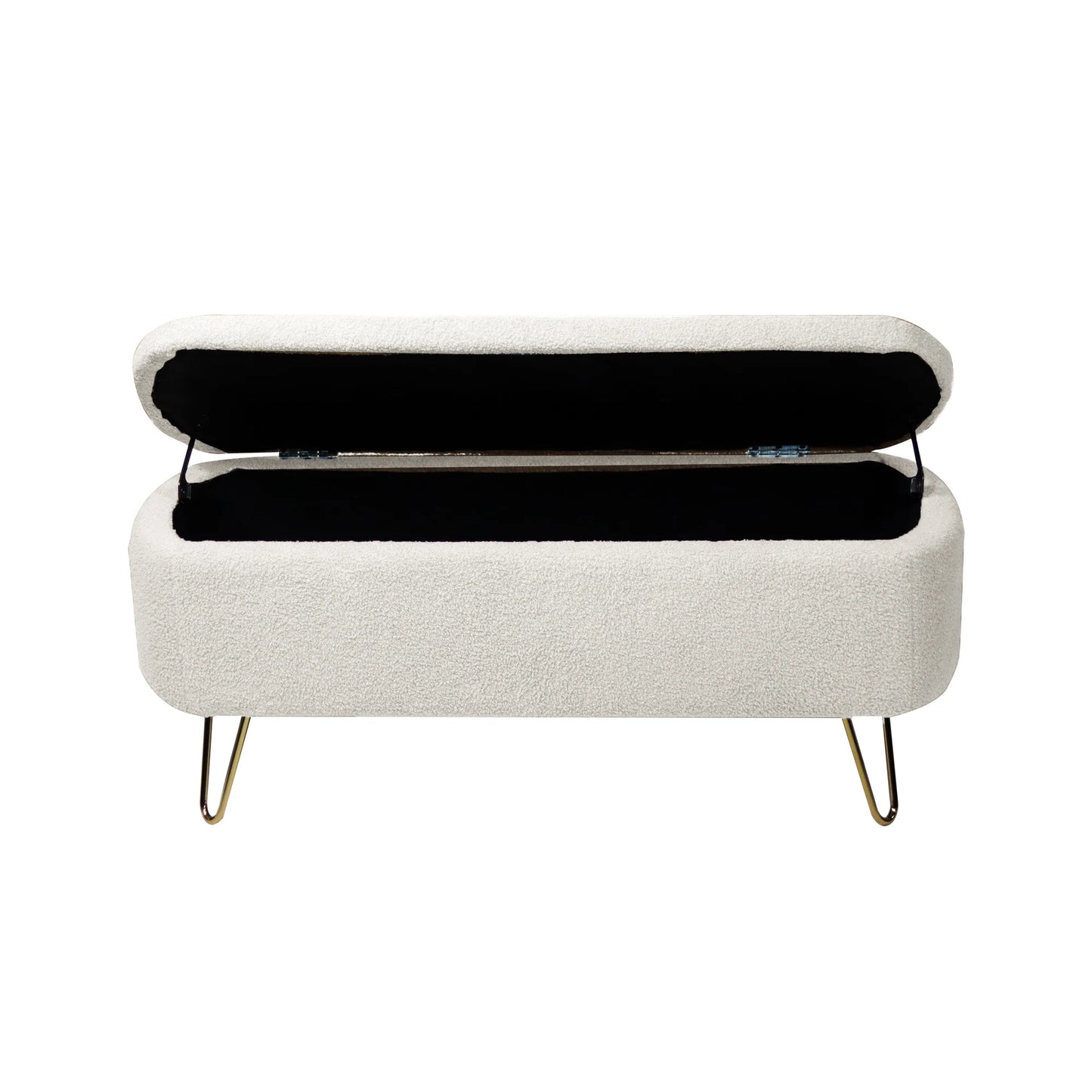 Storage Ottoman Bench for End of Bed Gold Legs Modern Faux Fur Entryway Bench Upholstered Padded for Living Room Bedroom 5Colors