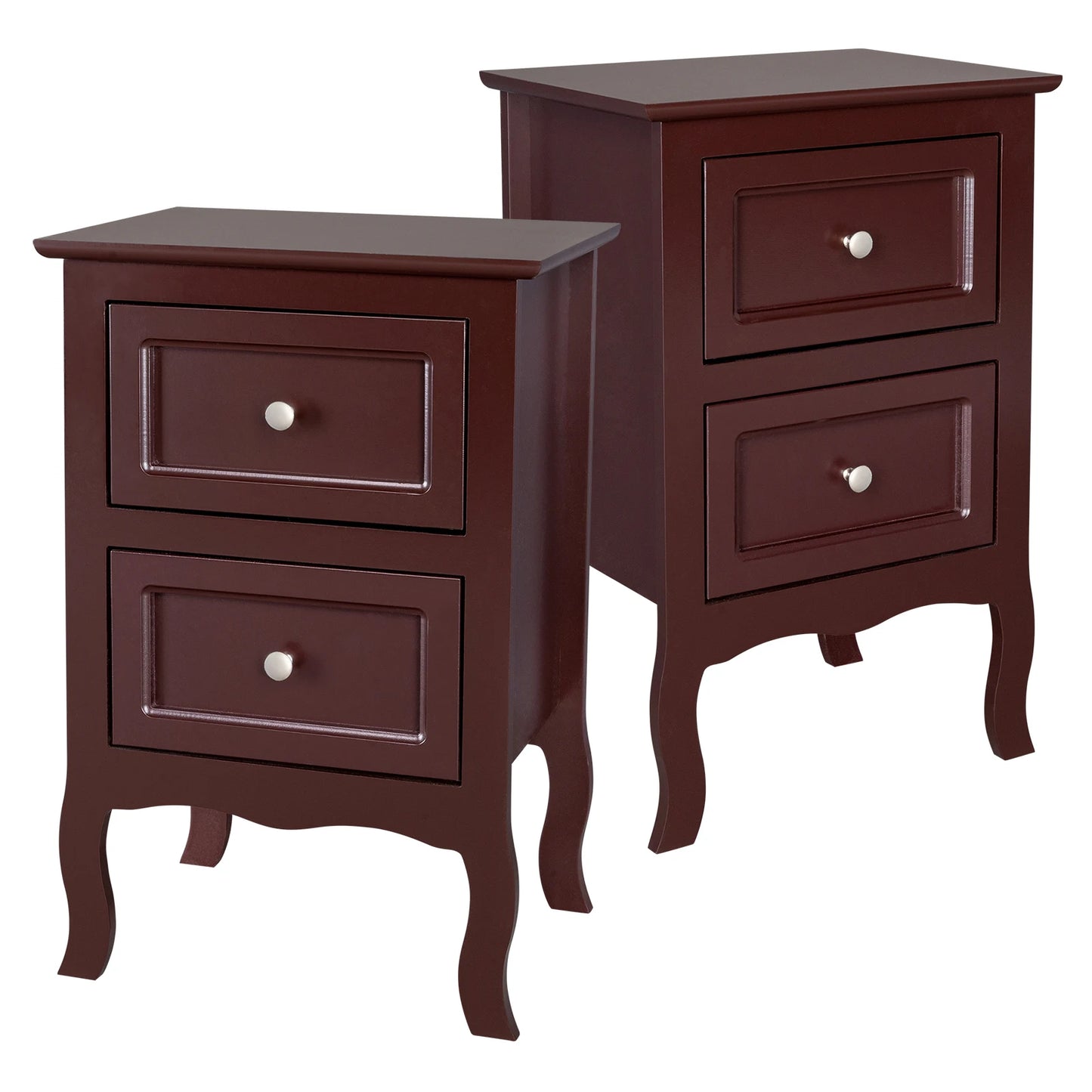 2pcs Country Style Nightstand 2-Tier Night Tables Large Size Bedside Table End Table White/Grey/Brown[US-W]