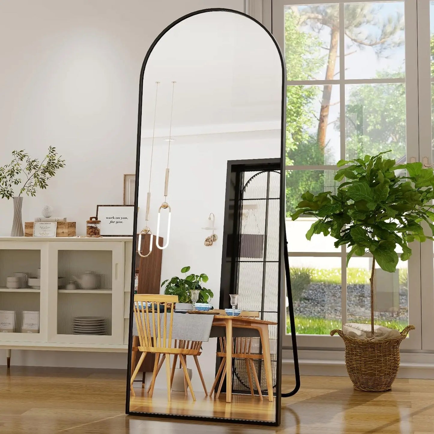 21x64 inch Arched Full Length Mirror-Aluminum Alloy Frame High Definition-Full Body Mirror for Bedroom or Living Room