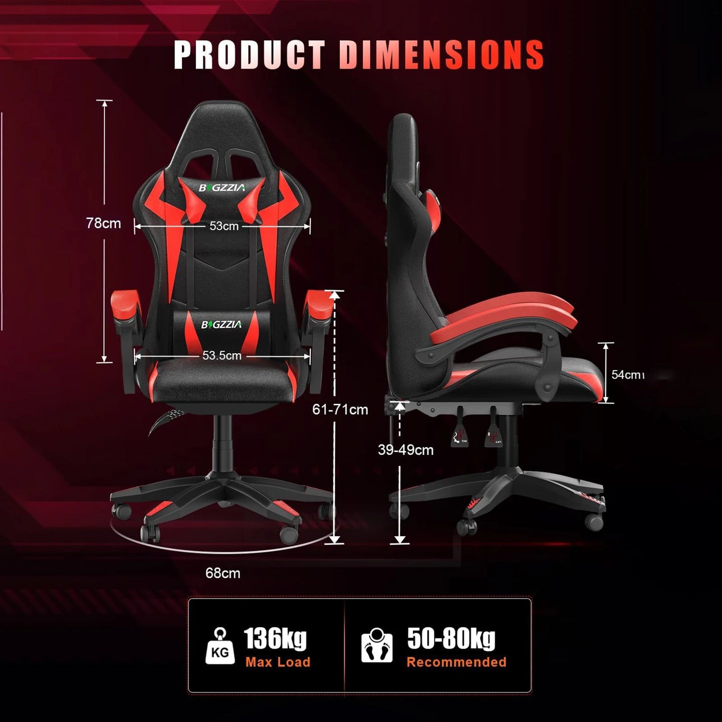 RGB Gaming Chair with LED Lights and Ergonomic Computer Chair Reclining PU Leather High Back Video Office Chair with Headrest