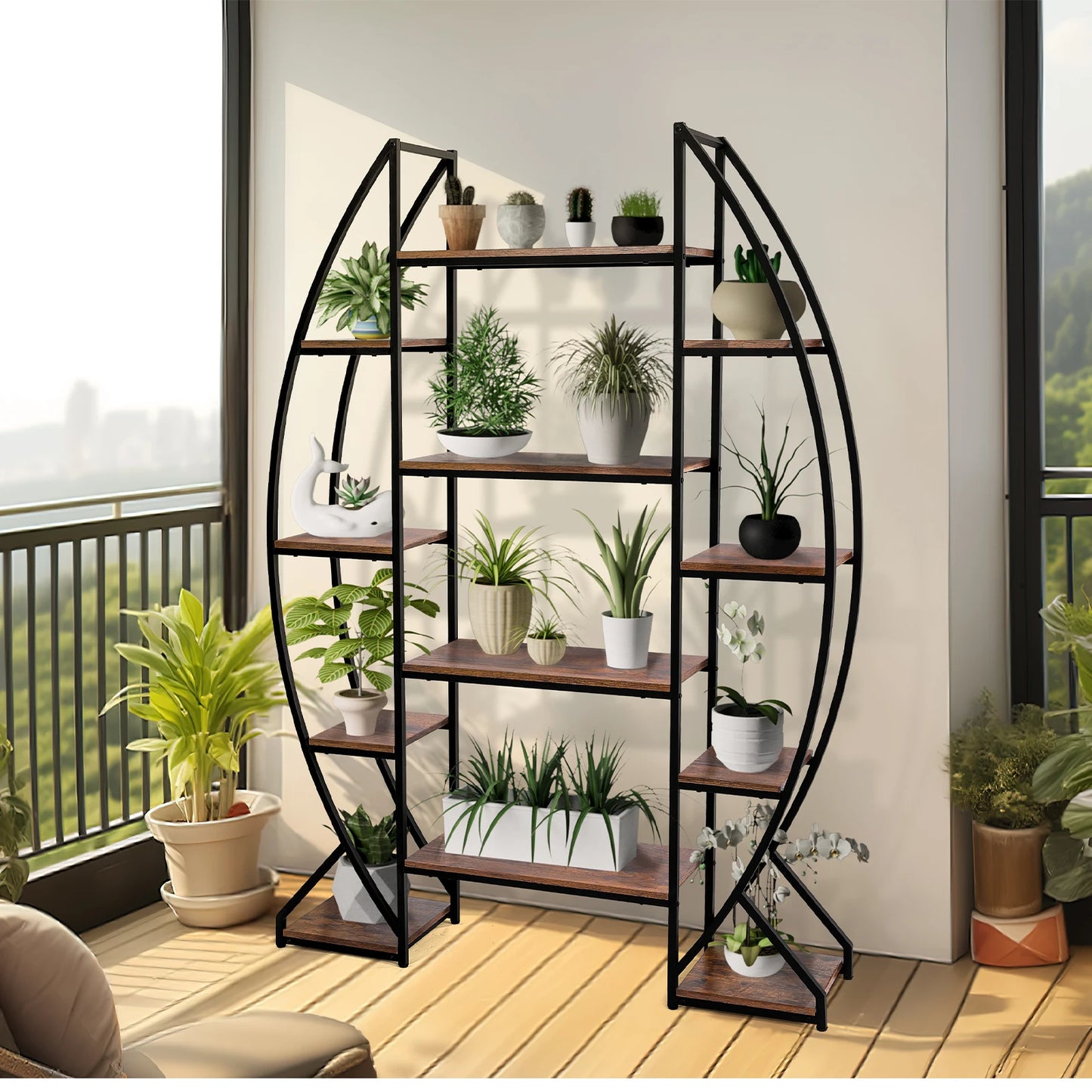 REDLIFE Large Plant Stand Indoor 70" ，Tall Plant Rack Display Shelves with Wheels Multiple for Garden Balcony Living Room Patio