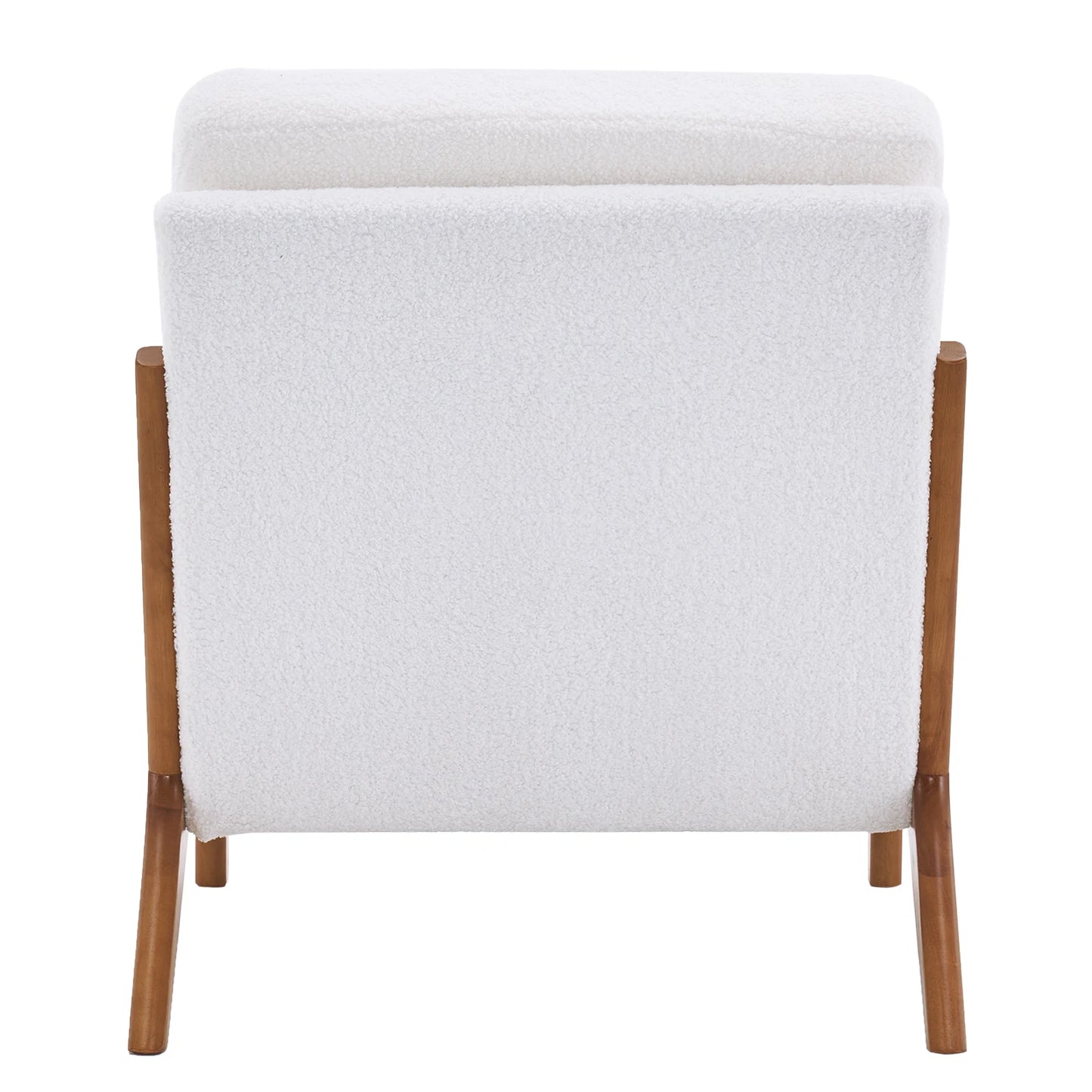 6 Colors Oak Armrest Upholstered Single Lounge Chair Indoor Lounge Chair Off-White[US-W]