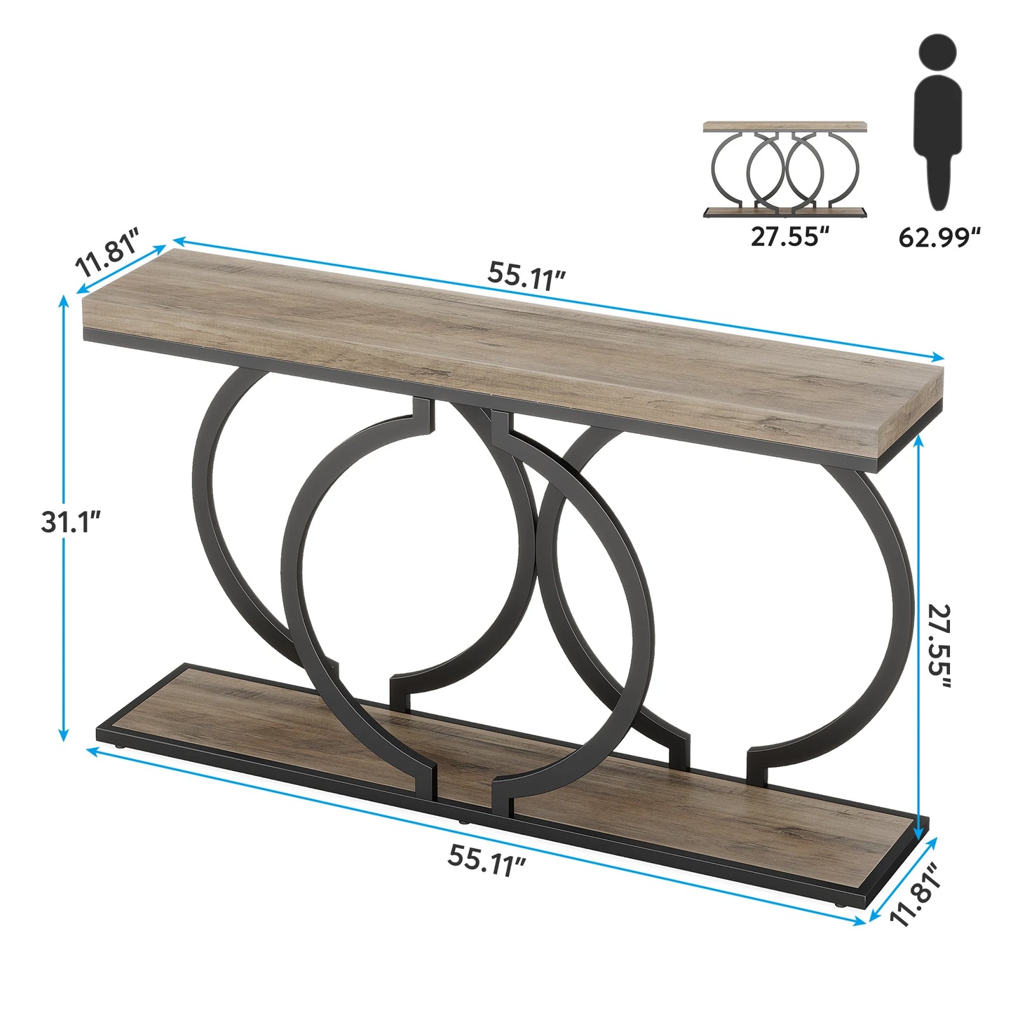 Tribesigns Gold Console Table, 55 inch Faux Marble Entryway Table Narrow Long Sofa Table, Modern Accent Table, Entrance Table