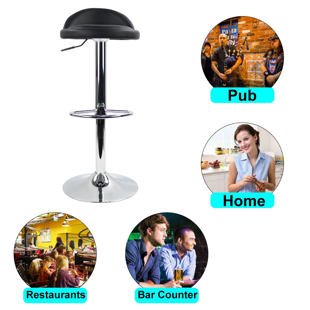 KKTONER PU Leather Round Bar Stool with Back Rest Height Adjustable Swivel Pub Chair Home Kitchen Bar stools