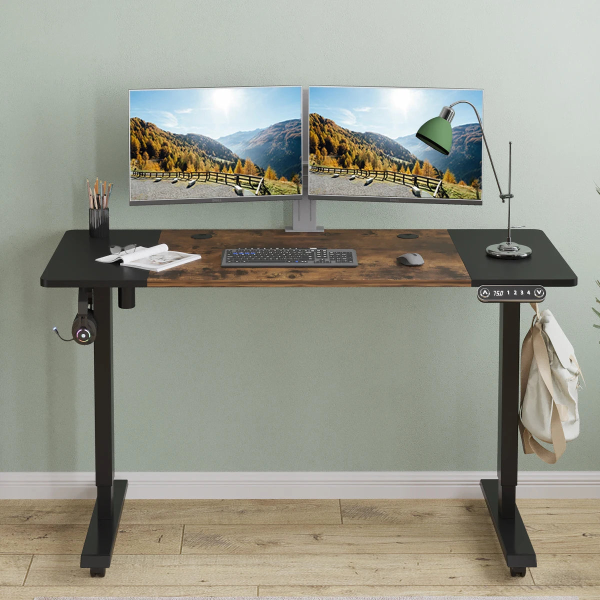 bilbil Electric Height Adjustable Standing Desk,Computer Desk, Electric Lifting Desk, Gaming Desk, 63 x 30 Inches