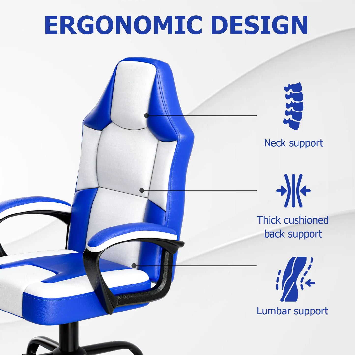 Gaming Chair, Video Game Chairs Breathable PU Leather, Comfortable Swivel Seat Height Adjustable Computer Chair