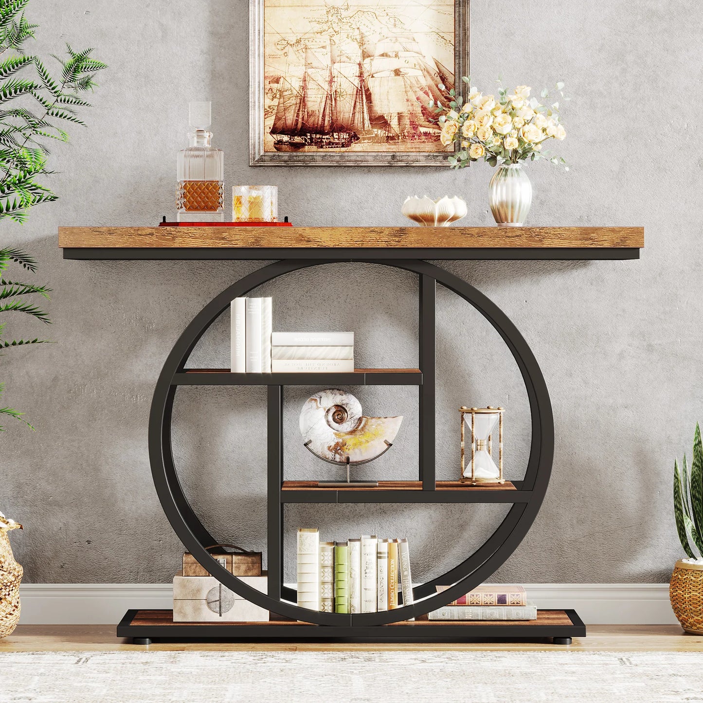 Console Table, 4-Tier Entryway Table, 41.3-Inch Industrial Sofa Table for Living Room, Foyer Hallway Table for Entrance