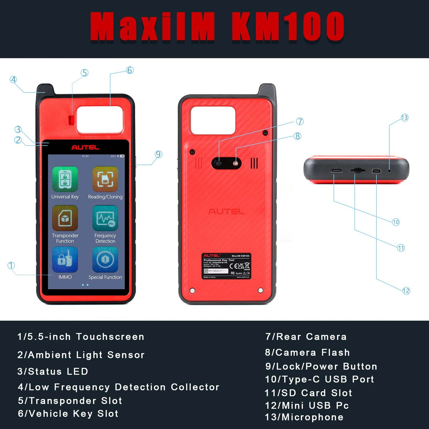 Autel MaxiIM KM100 Key Fob Programming Immobilizer Tool 2PCS Autel IKEY for 60s Key Generation OBD IMMO Key Learning on 99% Car