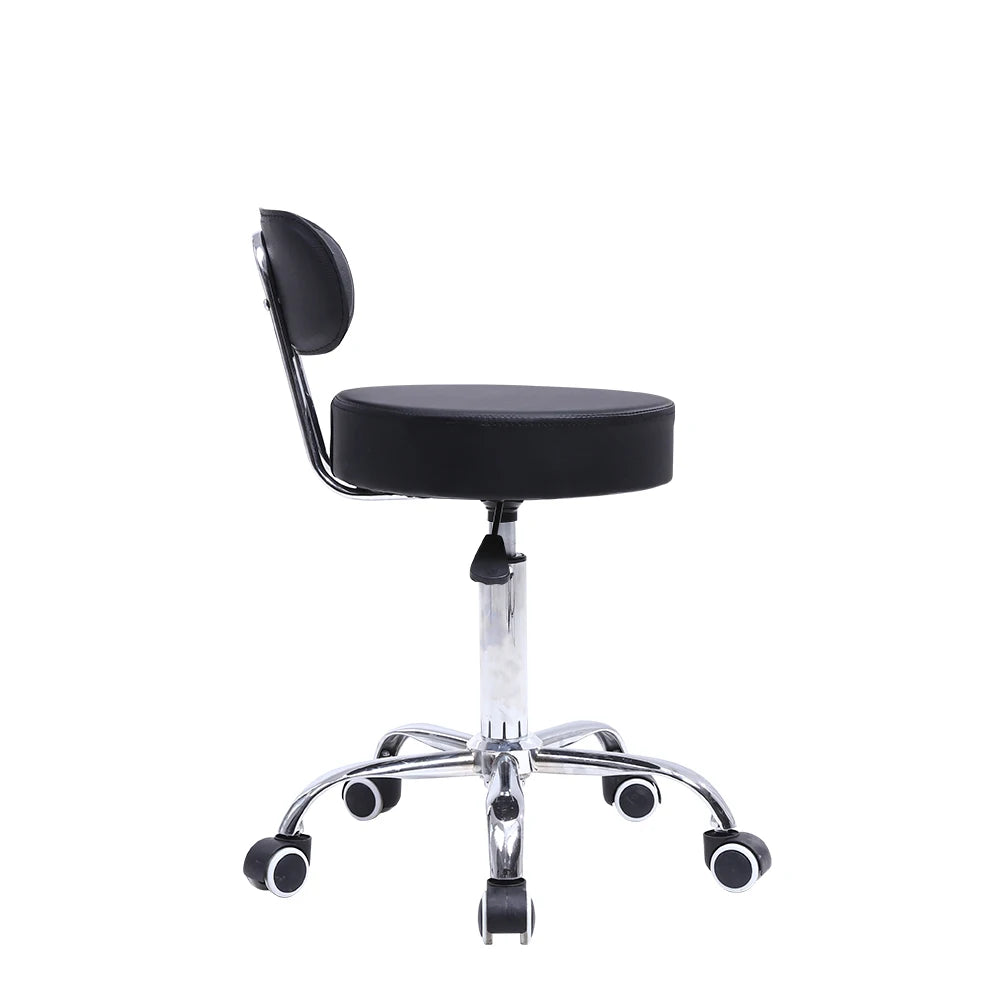 KKTONER PU Leather Rolling Stool with Mid Back Height Adjustable Office Computer Home Drafting Swivel Task Chair with Wheels