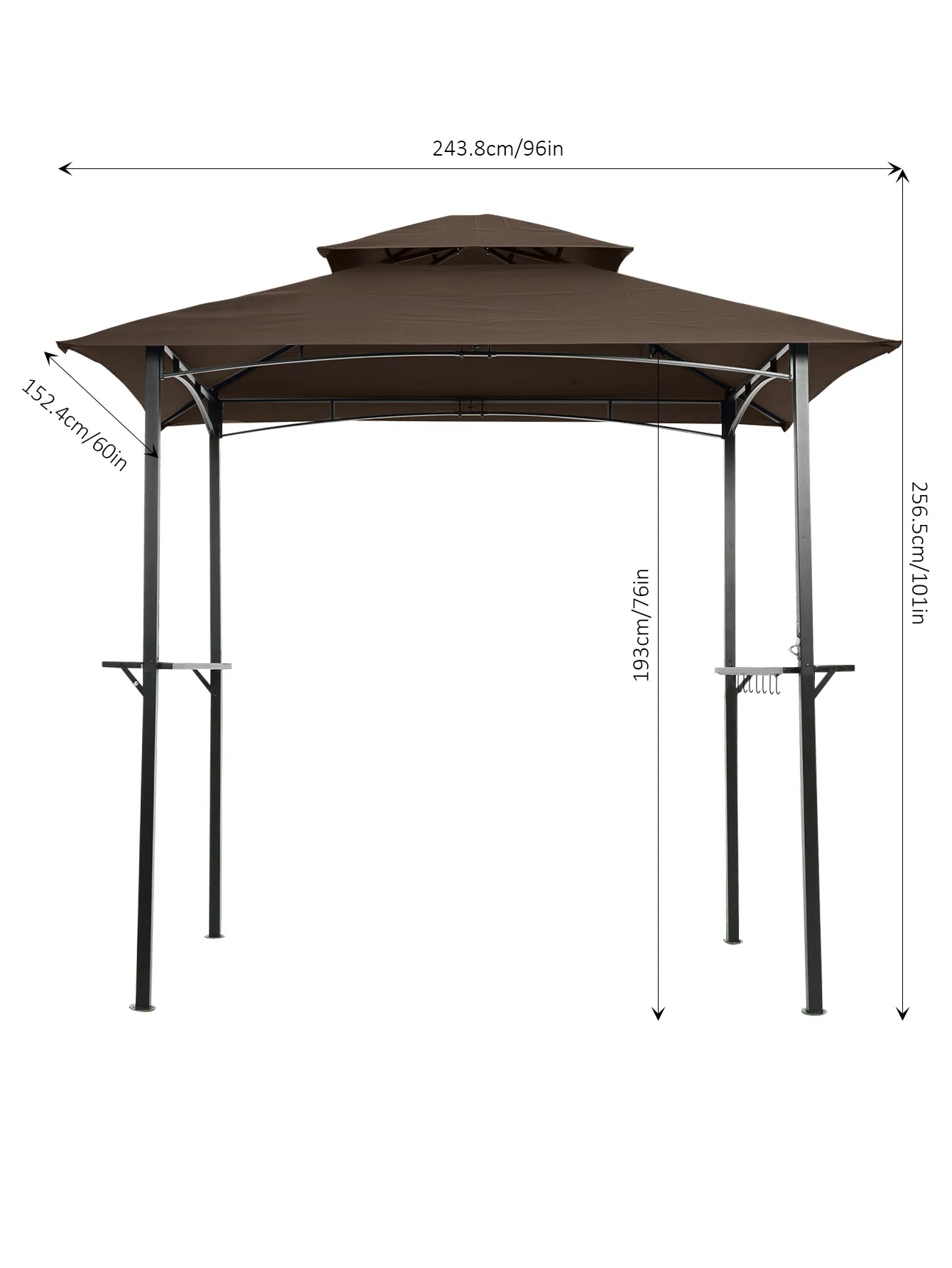 8x5ft BBQ Gazebo Replacement Canopy Double Layered Canopy, Barbecue Pavilion Ceiling