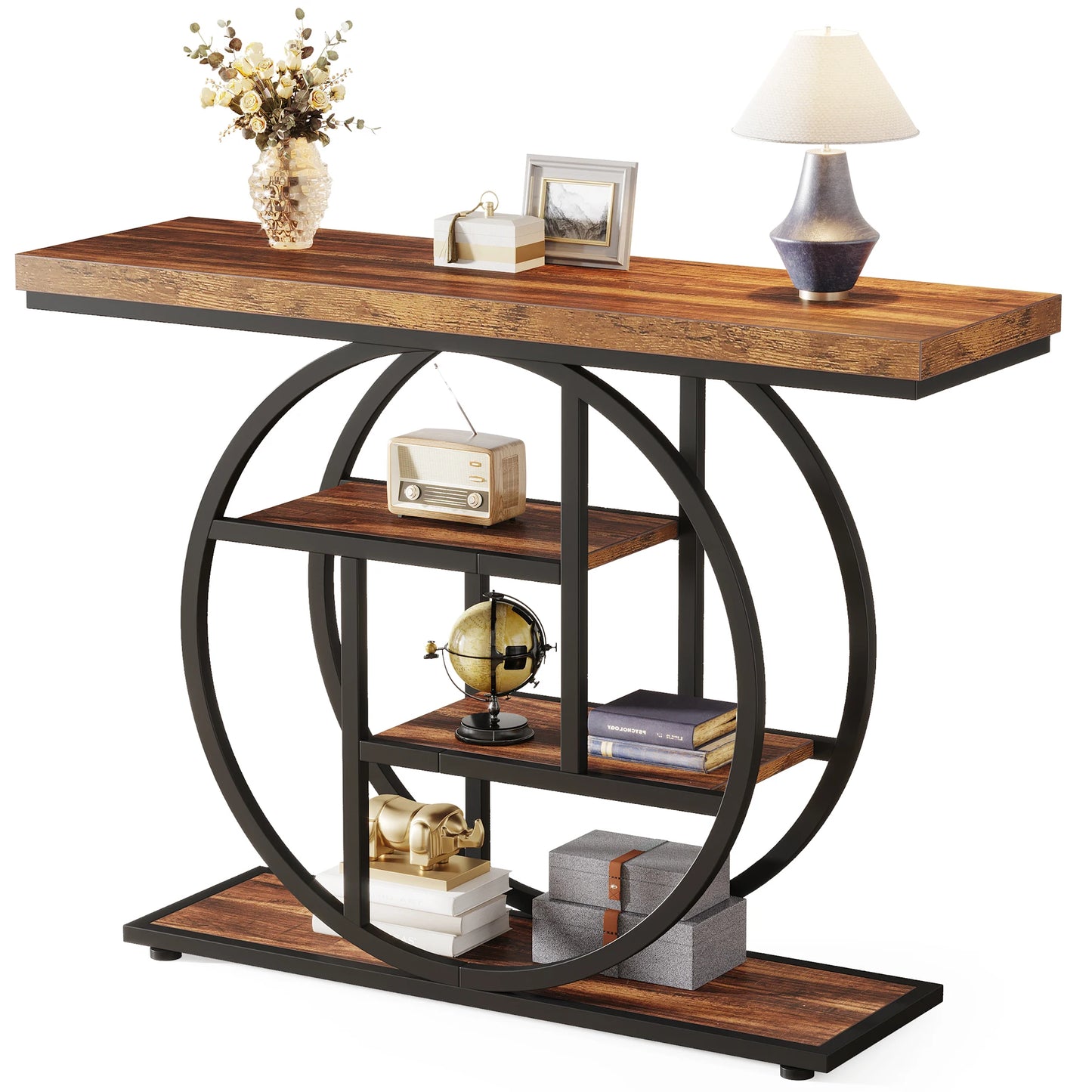 Console Table, 4-Tier Entryway Table, 41.3-Inch Industrial Sofa Table for Living Room, Foyer Hallway Table for Entrance