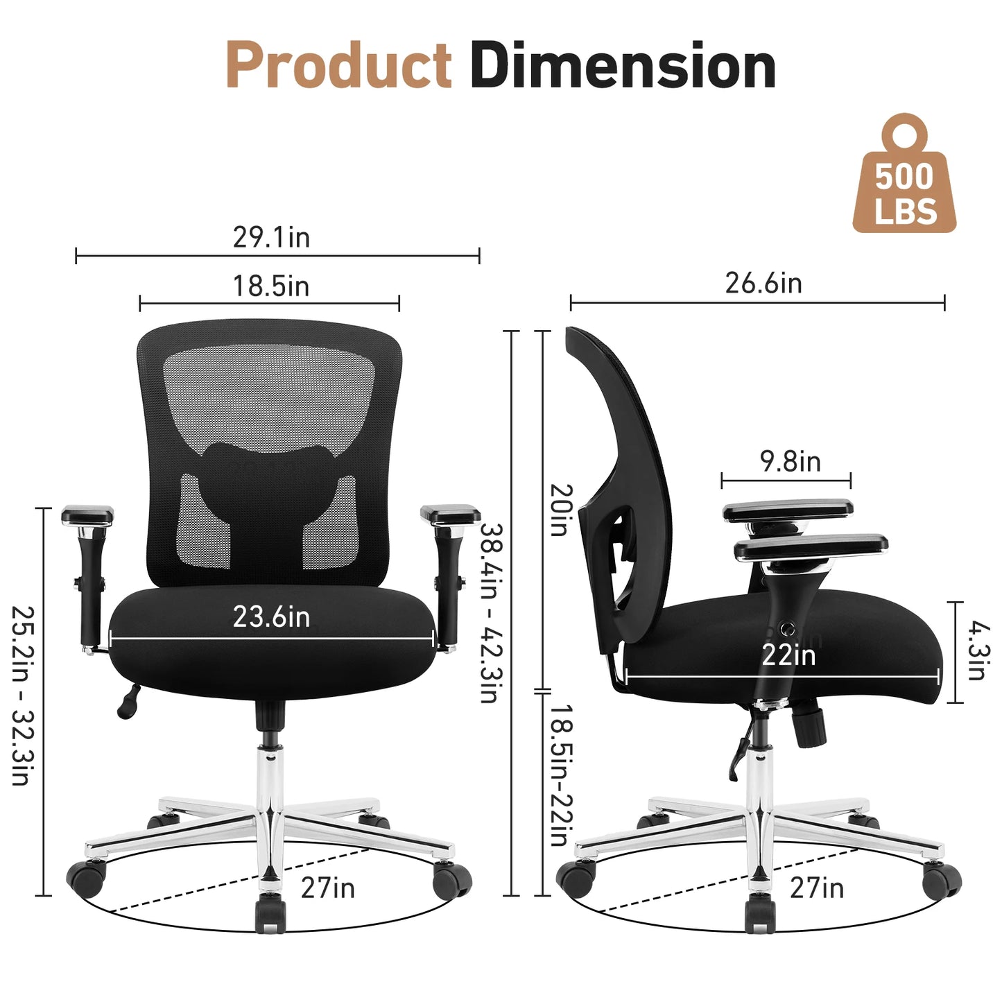 JHK Ergonomic Mesh Backrest Lumbar Support Office Chair Adjustable Height  3D Armrest Comfortable Sponge Cushion Gaming Chairs