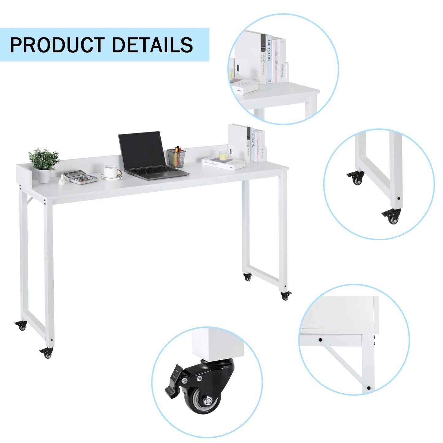 AOOU Overbed Table with Wheels, Queen/Full Size Over Bed Table, Mobile Computer Desk Laptop Cart, Dining Bar Table or Laptop