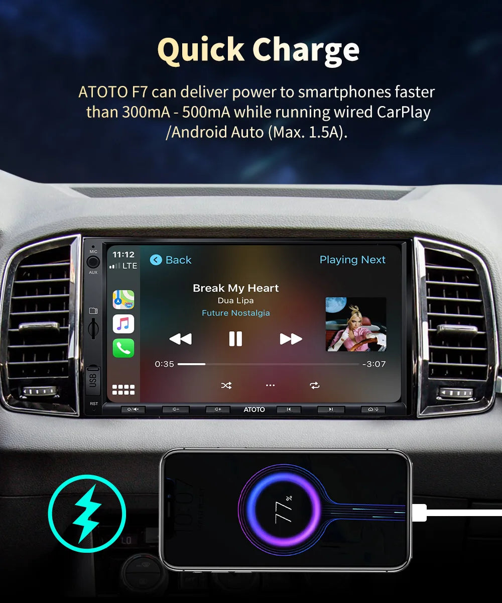 ATOTO 7 Inch Car Touch Screen 2din Car Radio Android Auto Wireless CarPlay Double DIN Linux USB Universal Car Stereo Bluetooth