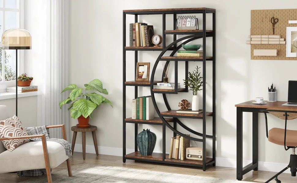 Tribesigns Bookshelf Industrial 5 Tier Etagere Bookcase, Freestanding Tall Bookshelves Display Shelf Storage Organizer