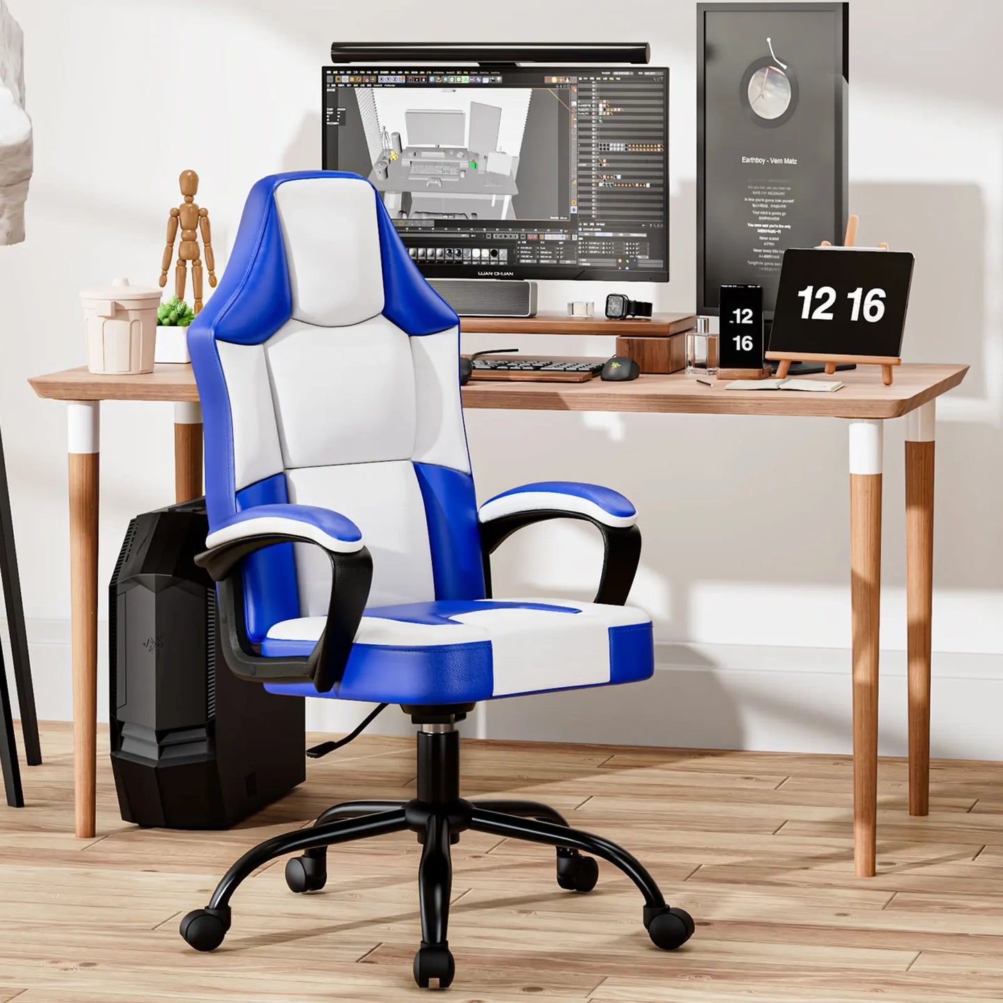 Gaming Chair, Video Game Chairs Breathable PU Leather, Comfortable Swivel Seat Height Adjustable Computer Chair