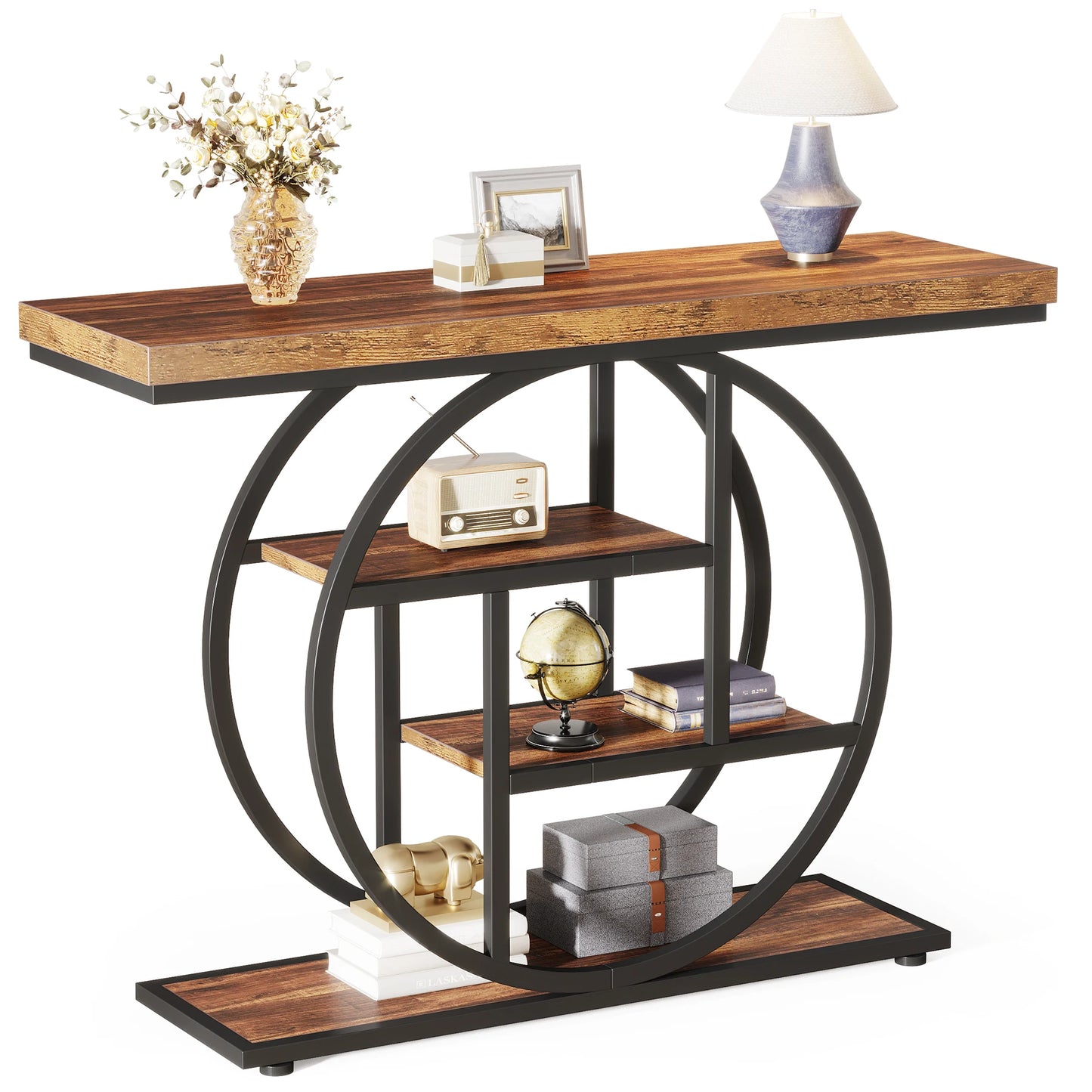 Console Table, 4-Tier Entryway Table, 41.3-Inch Industrial Sofa Table for Living Room, Foyer Hallway Table for Entrance