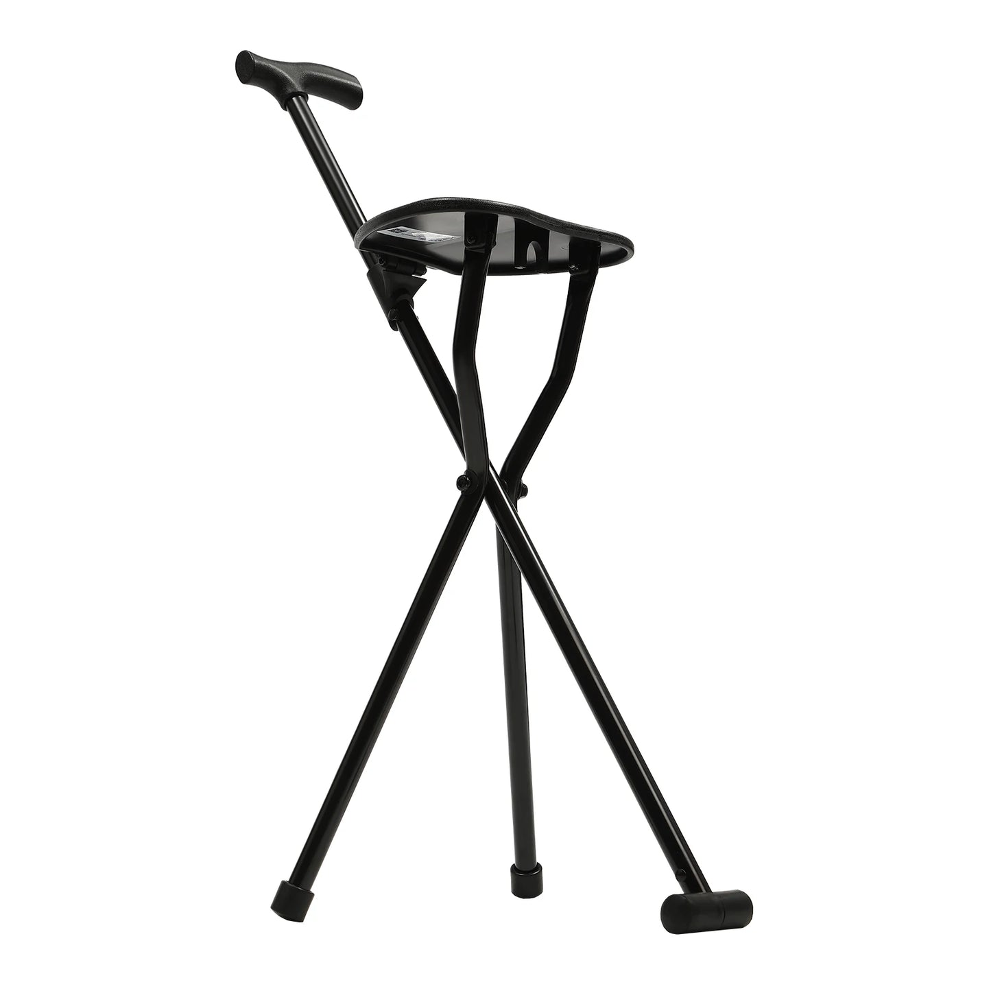 Portable Folding Walking Cane with Tripod Chair Seat Stool Heavy Duty Adjustable Walking Stick with Seat Folding