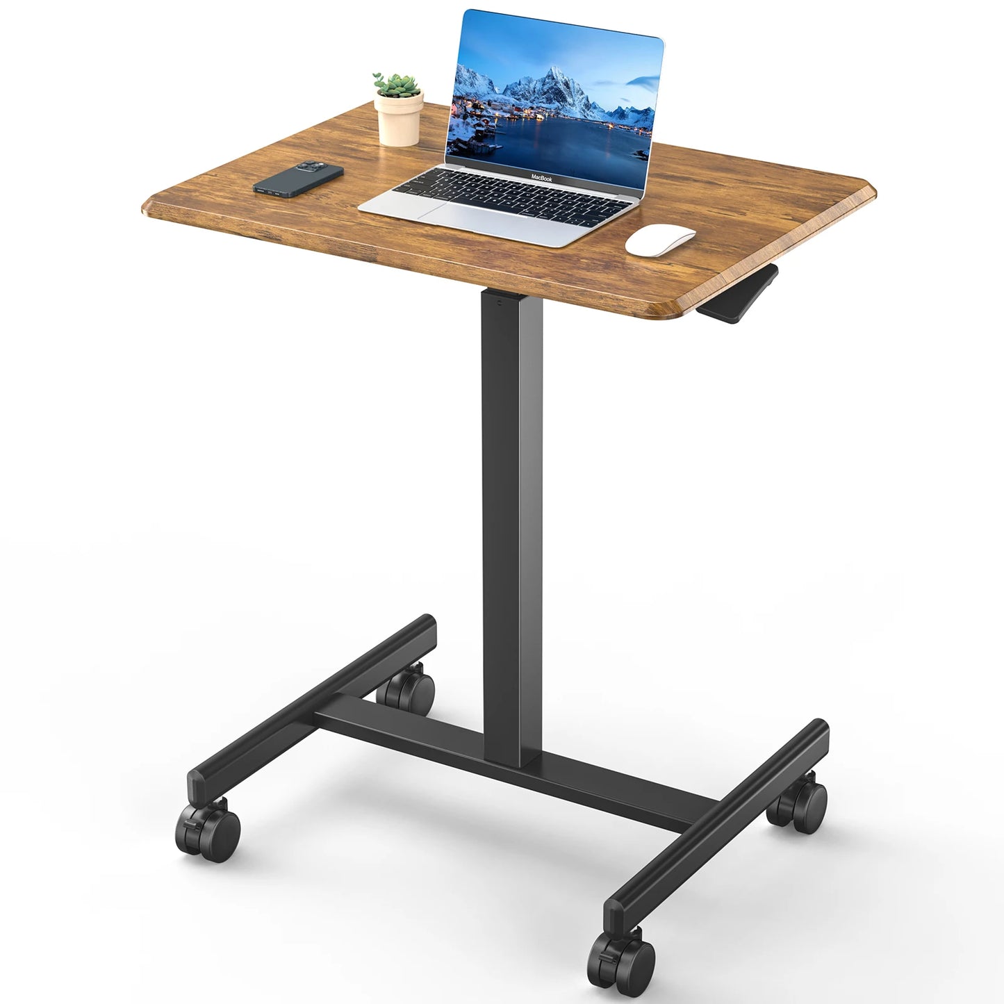 JHK Portable Laptop Height Adjustable Table,Mobile Sitting Workstation,With Lockable Wheels,Suitable For Work And Learning