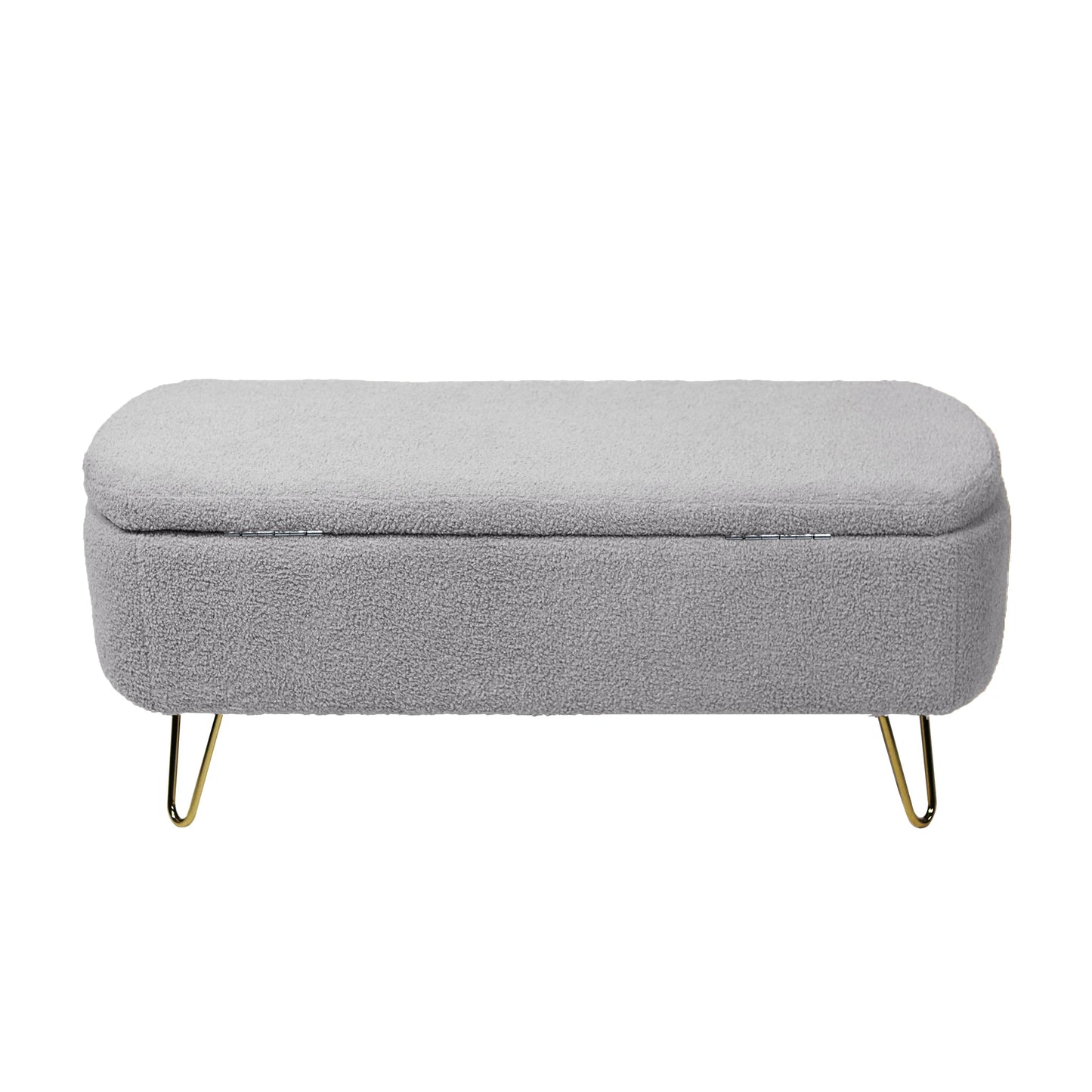 Storage Ottoman Bench for End of Bed Gold Legs Modern Faux Fur Entryway Bench Upholstered Padded for Living Room Bedroom 5Colors