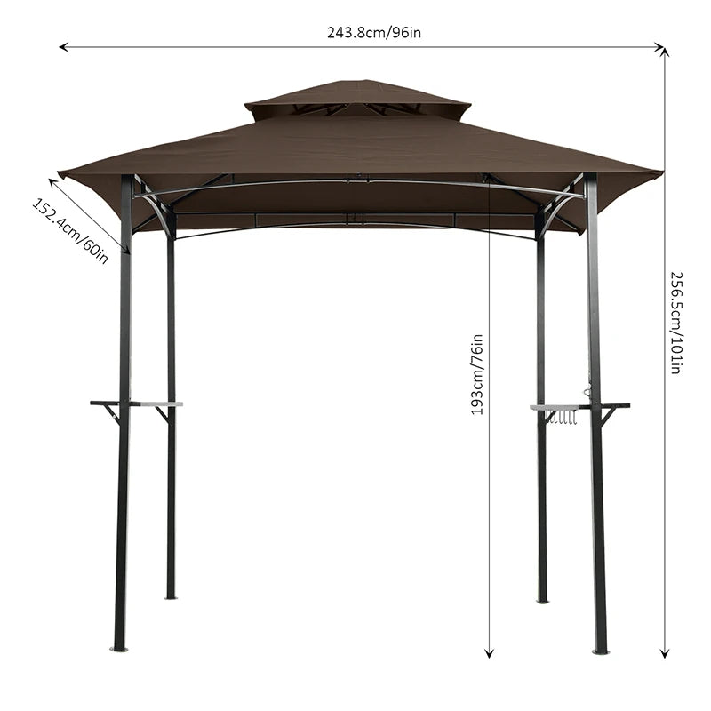 8x5ft BBQ Gazebo Replacement Canopy Double Layered Canopy, Barbecue Pavilion Ceiling