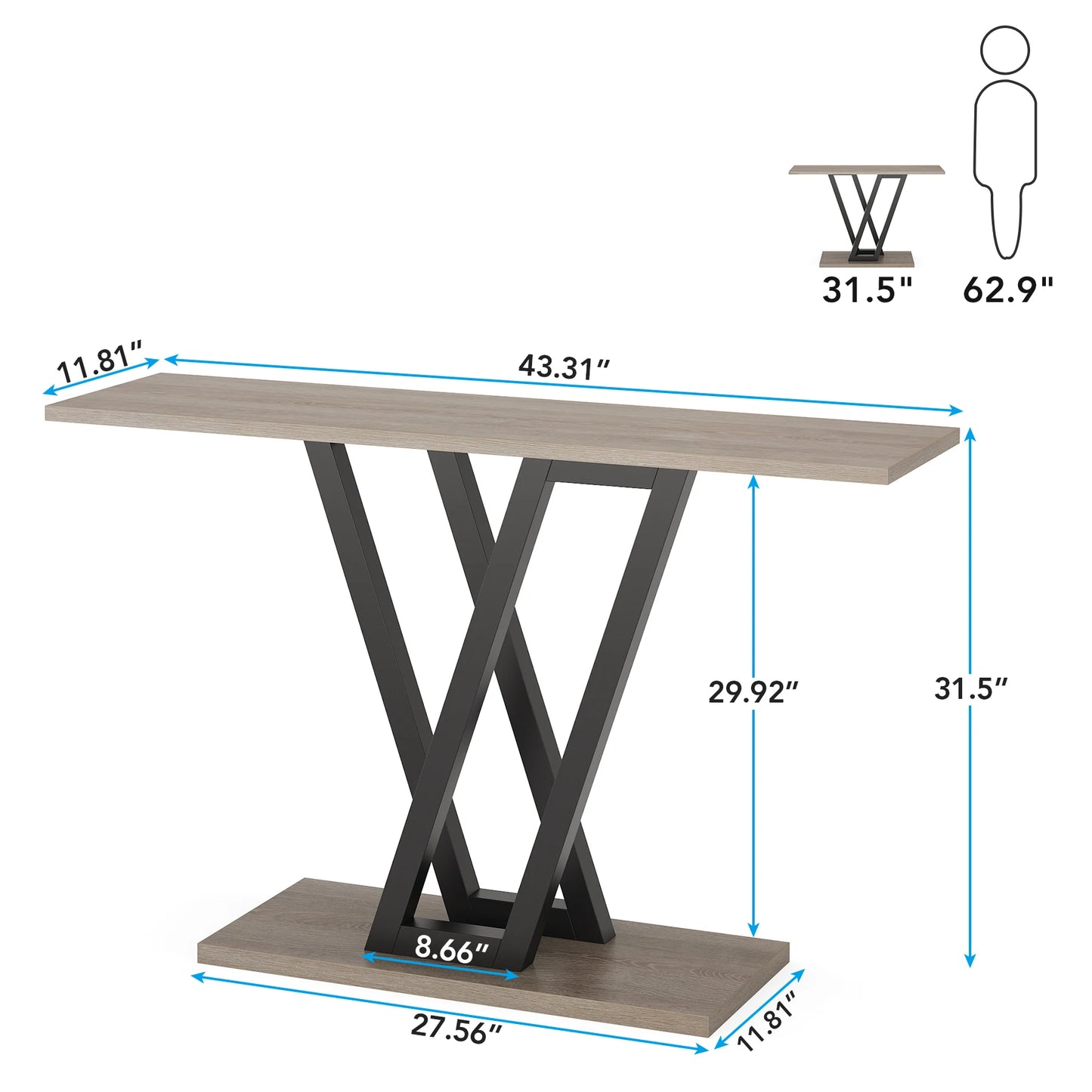 Tribesigns 43 Inch Console Table Industrial Entryway Hallway Table  Living Room Furniture