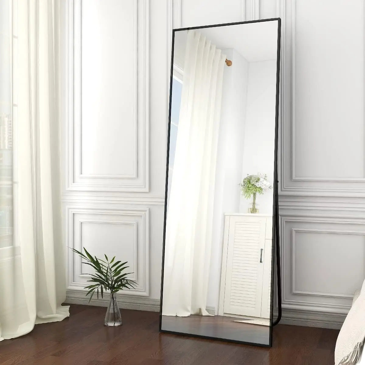 Floor Mirror Full Length - 58"x18" Rectangle Floor Mirrors Aluminum Frame Free-Standing Wall & Leaning